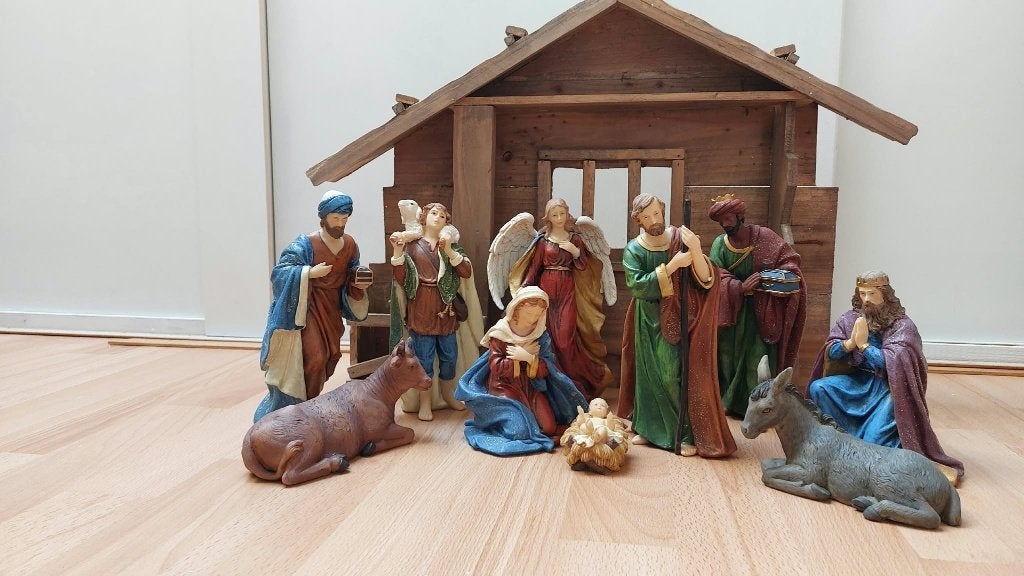 11-delige glitter-kerstgroep van Santini Christmas, Diversen, Ophalen of Verzenden, Zo goed als nieuw