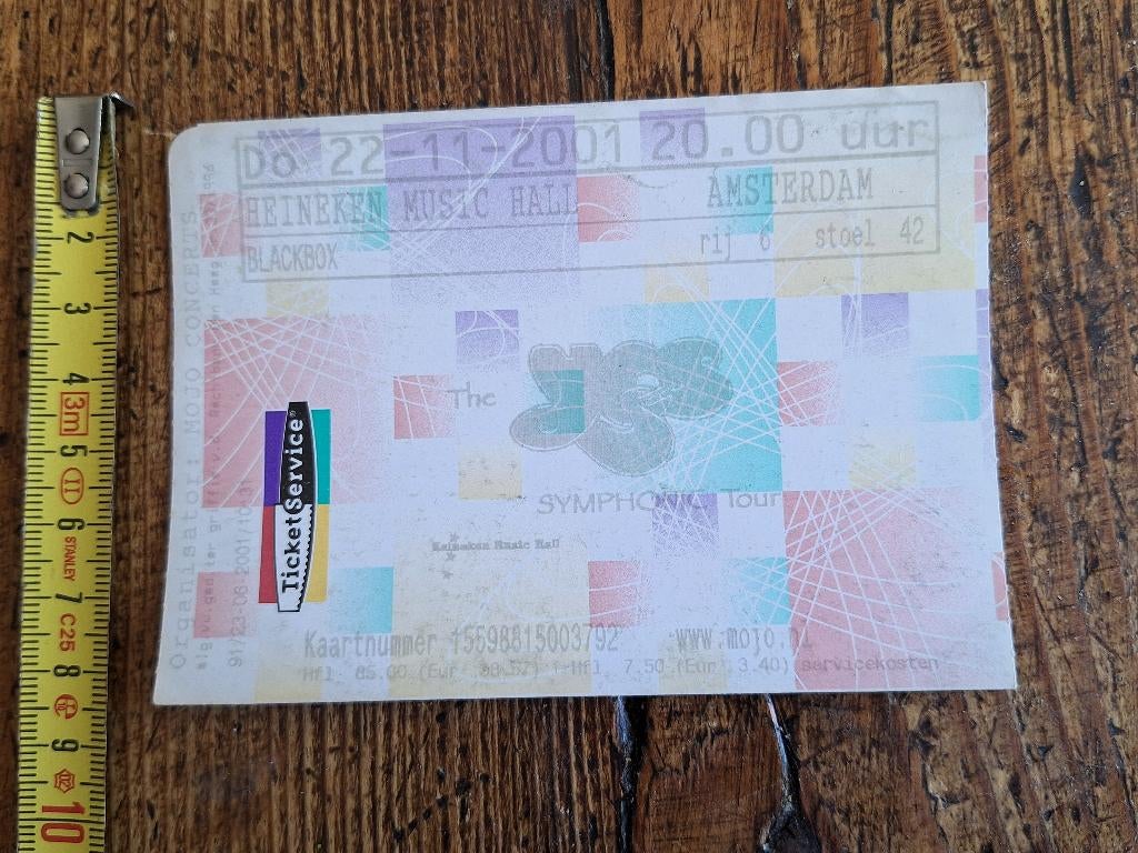 ticket YES 'symphonic tour' HMH, Ophalen of Verzenden, Gebruikt, Gebruiksvoorwerp