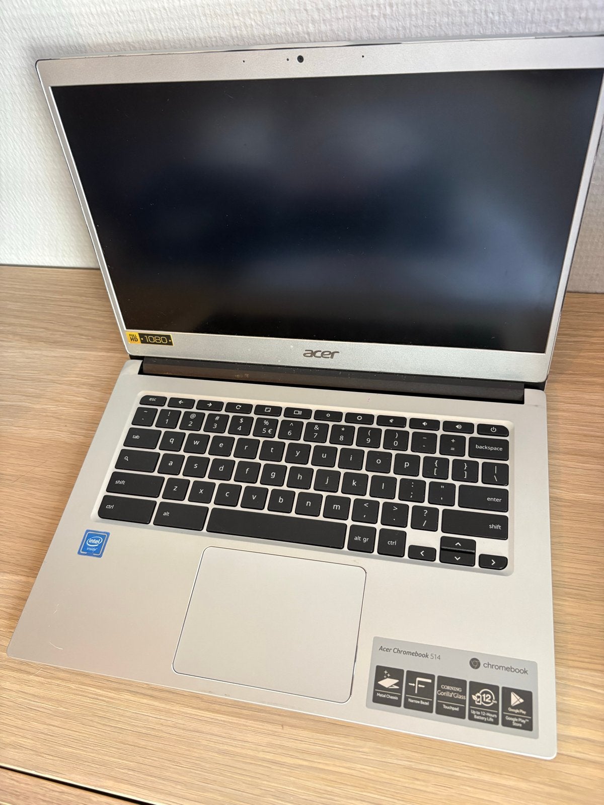 Acer Chromebook 514 (CB514-1H-C0PA) met hoes en oplader, Ophalen, 14 inch, 4 GB of minder, Gebruikt