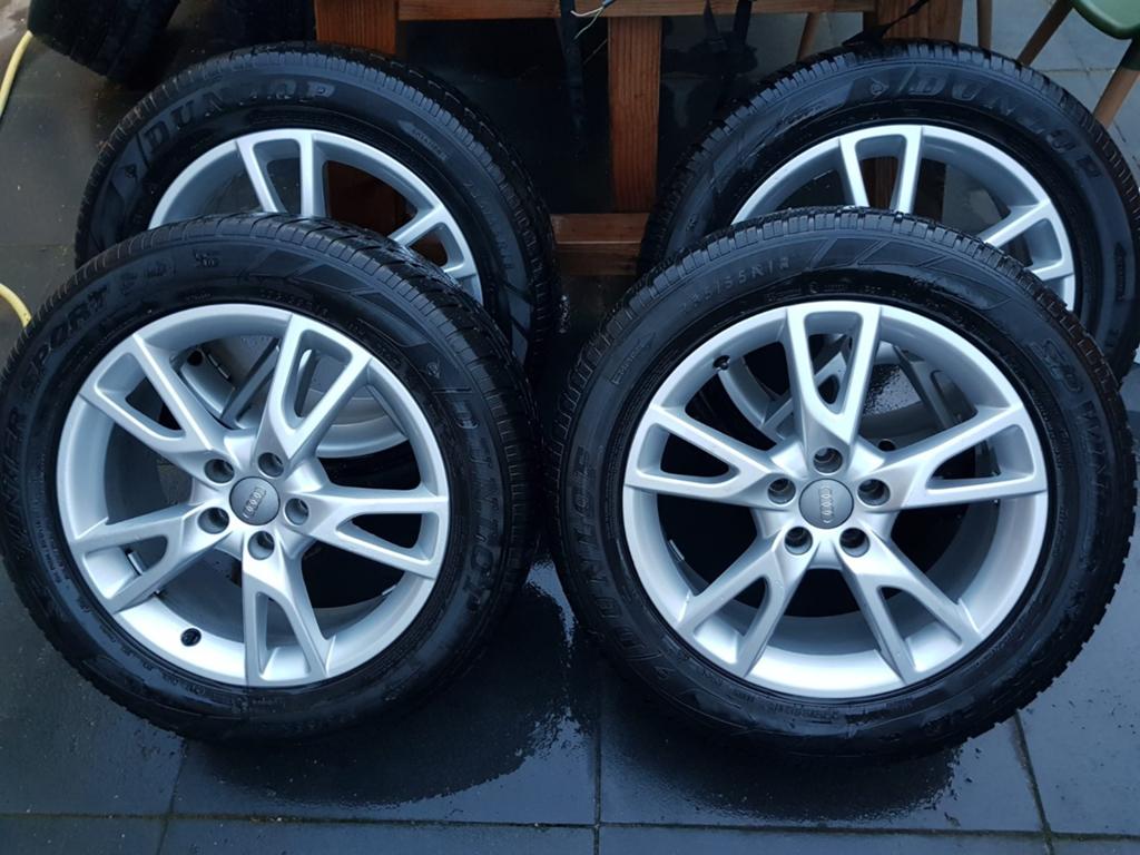 Set van 4 Audi velgen 18inch met winterbanden, 18 inch, Gebruikt, Banden en Velgen, 235 mm
