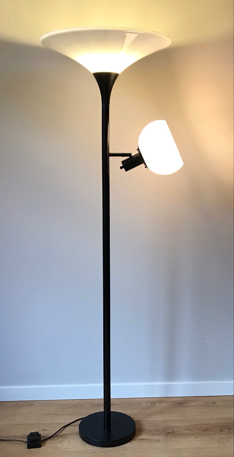 Unieke vintage vloerlamp met leeslamp jaren 80, Ophalen, Kunststof, E27 (groot), Zo goed als nieuw