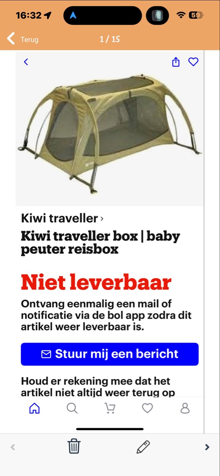 Kiwi Traveller Baby Peuter Reisbox - Campingbedje, Ophalen of Verzenden, Gebruikt, Tot en met 2