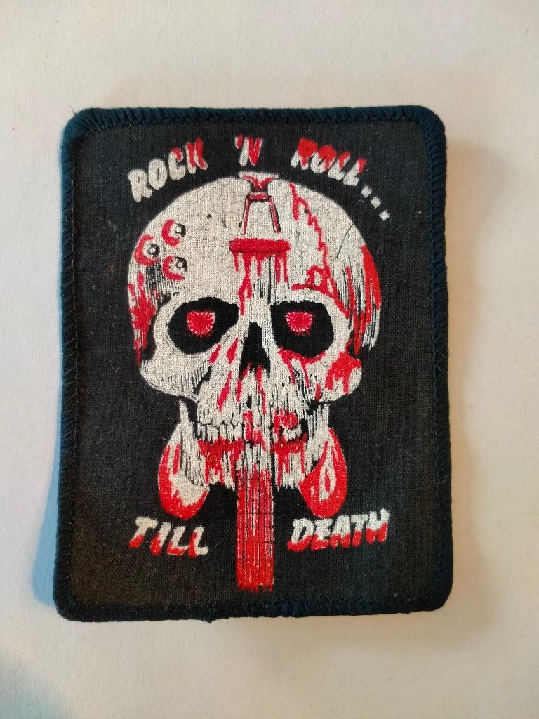 Rock n Roll till death vintage muziek hardrock kleding patch, Verzamelen, Muziek, Artiesten en Beroemdheden, Zo goed als nieuw