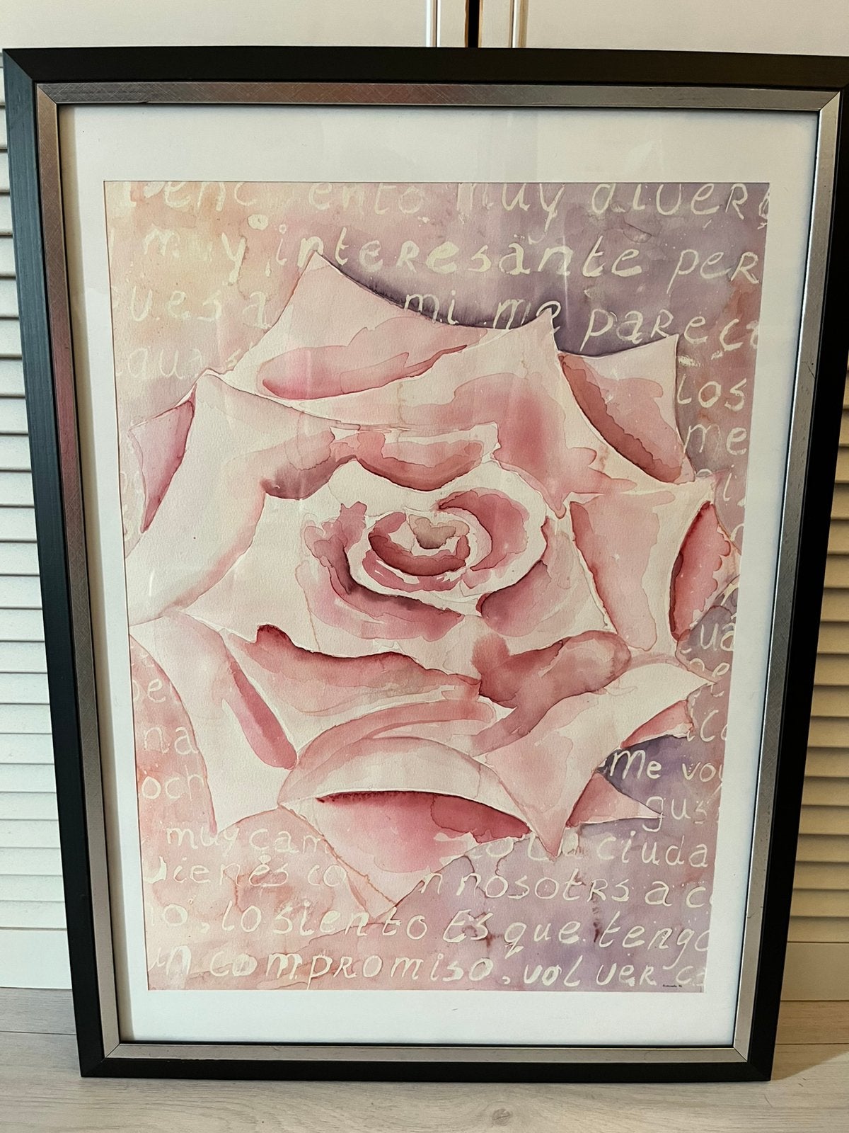 Aquarel schilderij Roos incl lijst, Ophalen, Schilderij, Aquarel, Handgemaakt