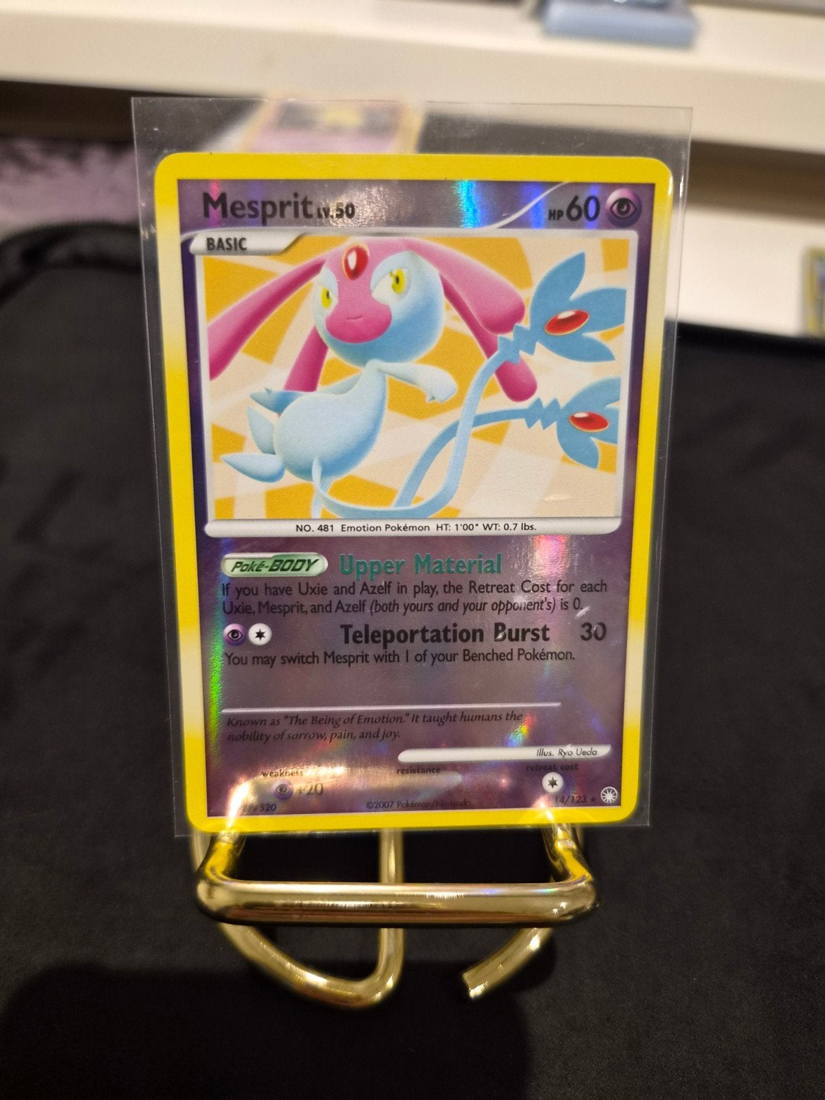 Pokemon Mesprit 14/123 Rev Holo - Mysterious Treasures, Hobby en Vrije tijd, Ophalen, Zo goed als nieuw, Losse kaart, Foil