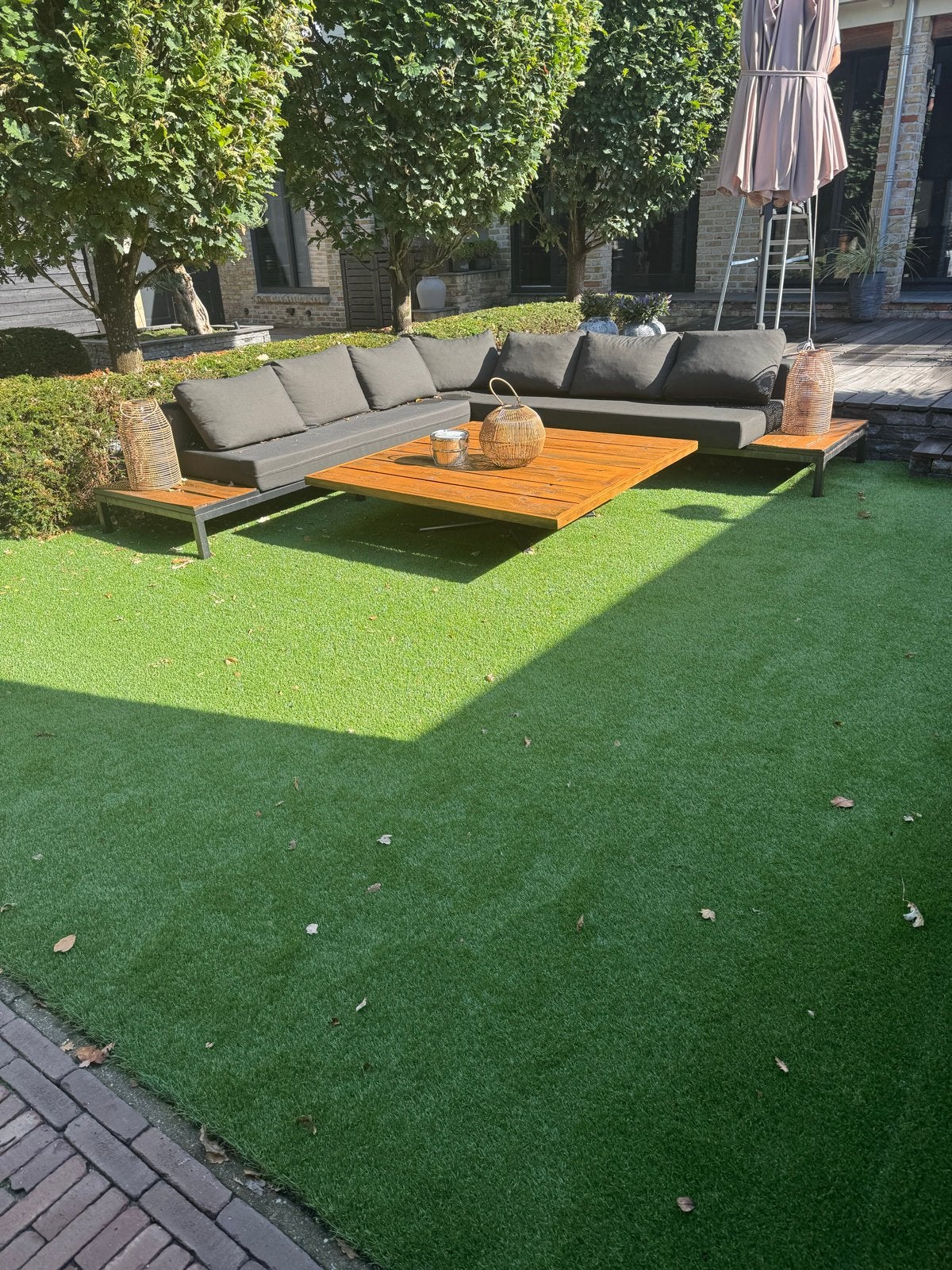 Hoekbank met verstelbare tafel voor tuin/veranda, Ophalen, Gebruikt, Loungeset, Bank