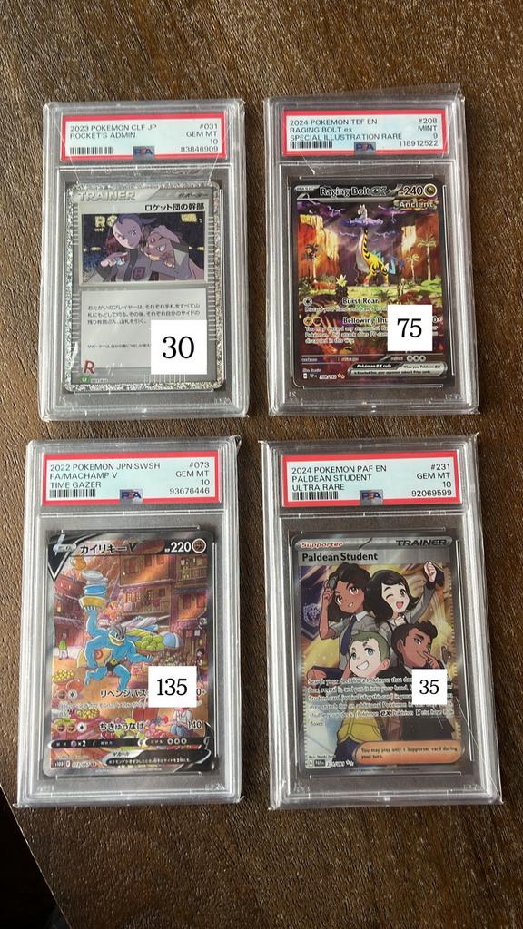 4 Pokémon Slabs te koop - Scherp geprijsd!, Ophalen of Verzenden, Zo goed als nieuw, Meerdere kaarten
