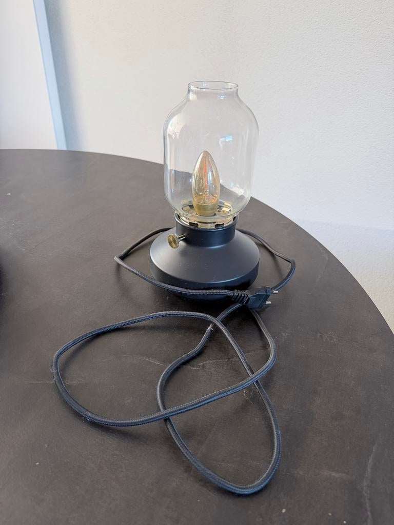 IKEA dimbare tafellamp met glazen kap en fitting, Ophalen of Verzenden, Gebruikt, Glas, Minder dan 50 cm