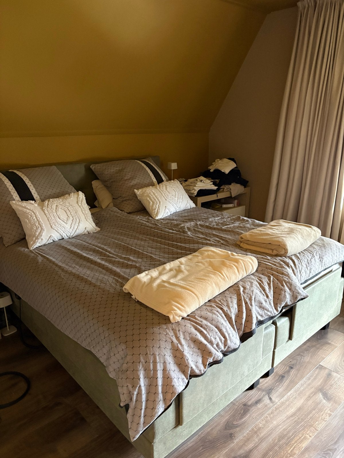 Luxe verstelbare boxspring compleet met topper & matrassen, Ophalen, Gebruikt, Tweepersoons, Overige maten