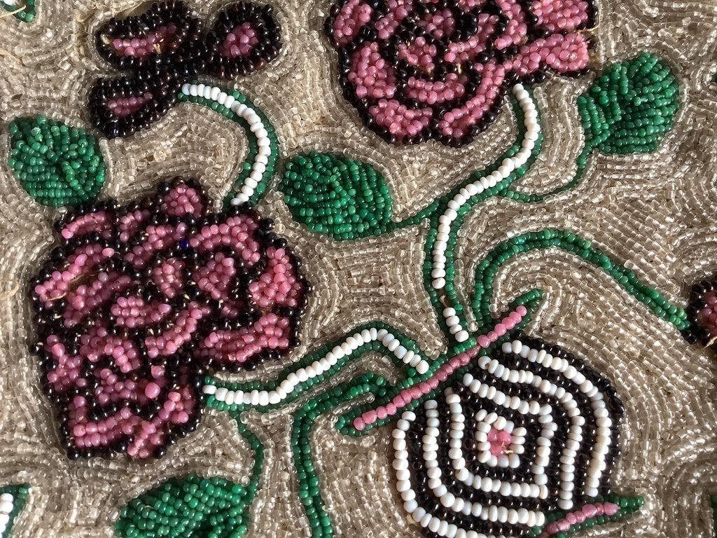 antiek kralentasje met roosjes, Antiek en Kunst, Ophalen of Verzenden, Dames