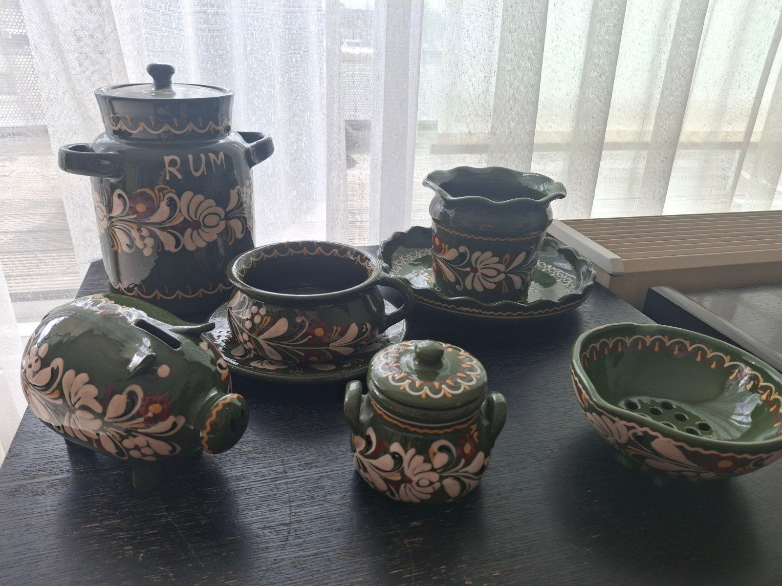 Vintage Hongaars Keramiek Set- 6 Stuks, Antiek en Kunst, Antiek | Keramiek en Aardewerk, Ophalen