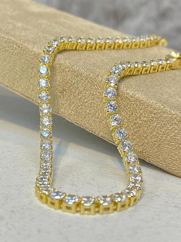 14k Gouden Tennis Armband, Nieuw, Ophalen of Verzenden, Met edelsteen, Goud