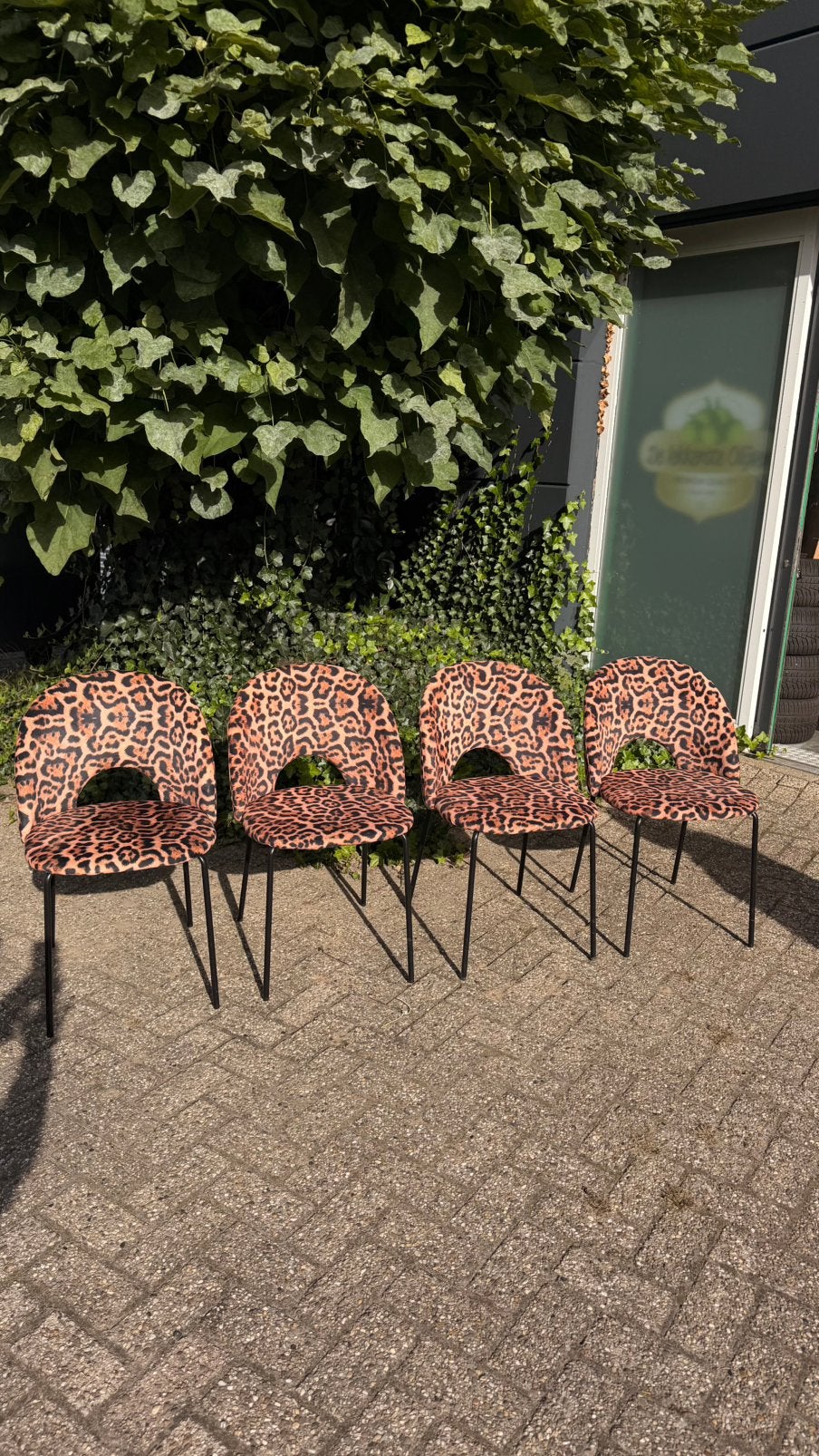 Eetkamer stoelen luipaard, Ophalen, Gebruikt, Vier