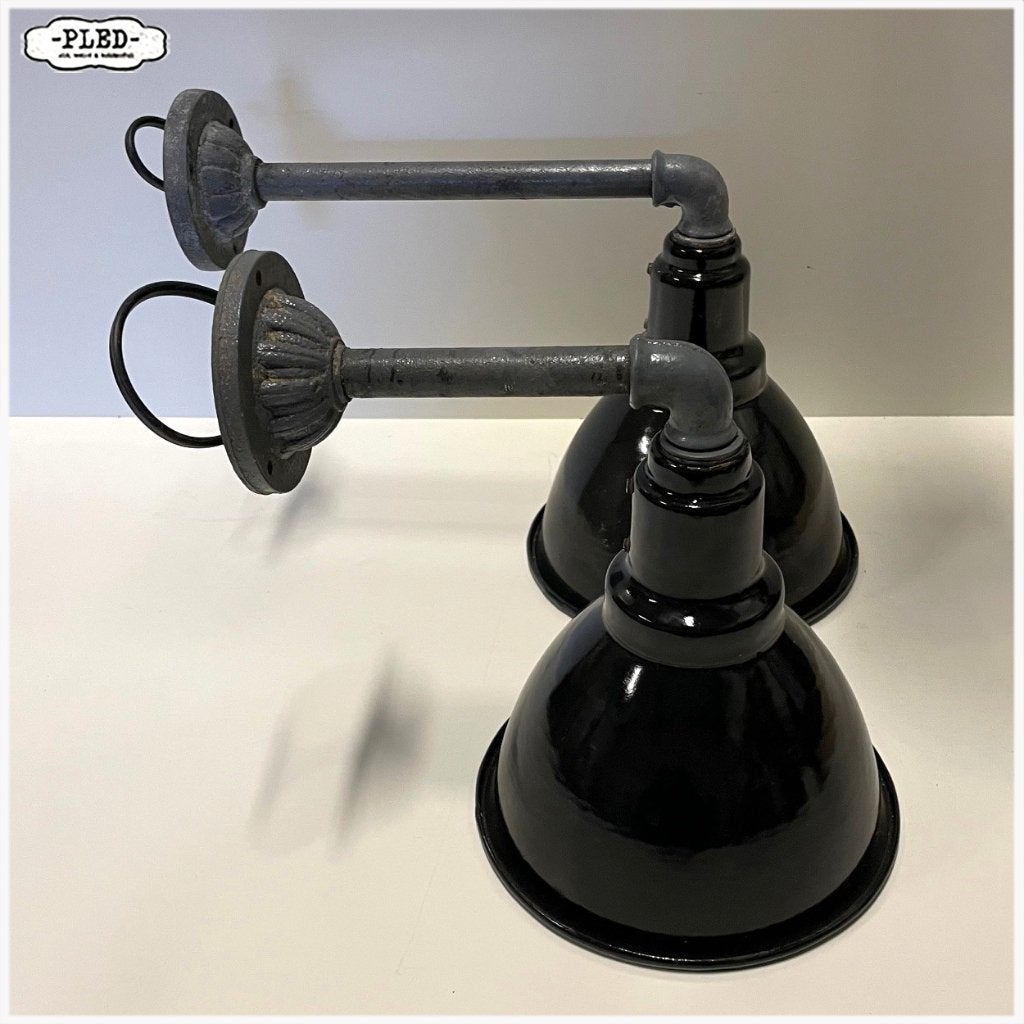 Wandlamp(en) met zwart geëmailleerde kap, Metaal, Zwart, Zo goed als nieuw, Nvt