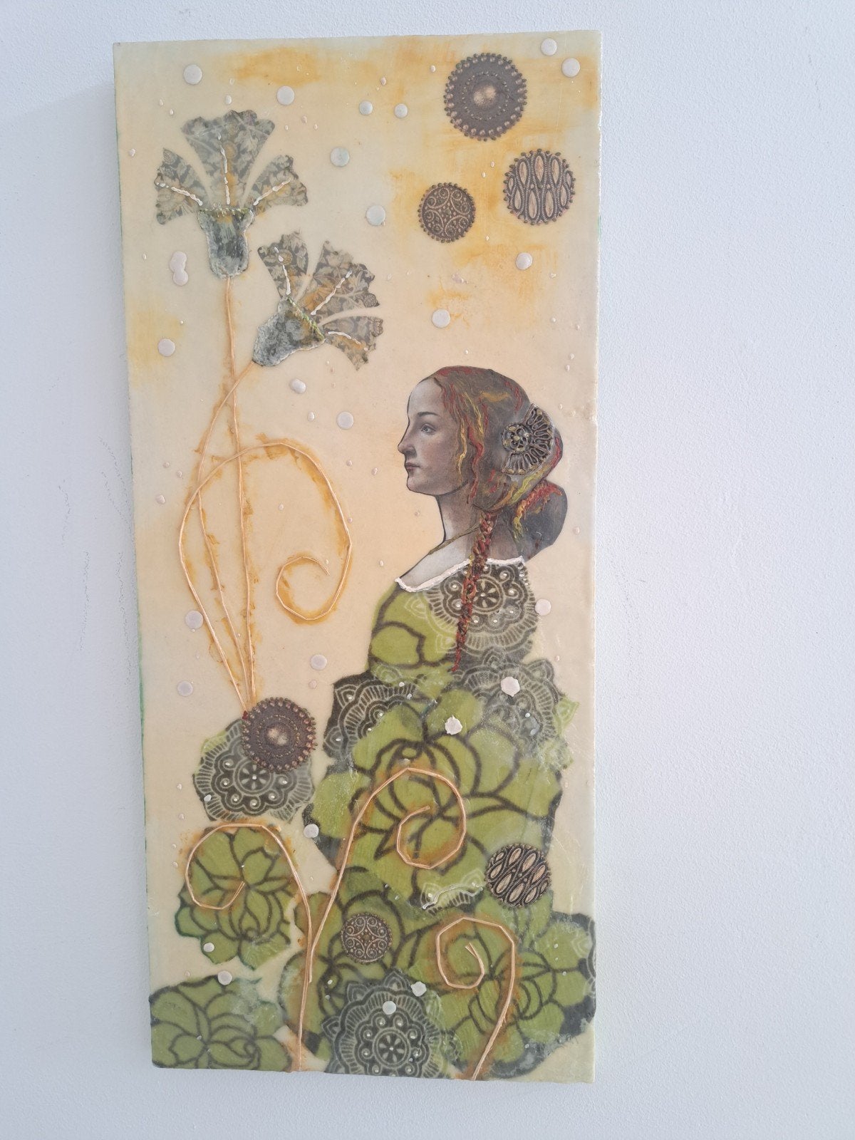 Uniek handgemaakt kunstwerk: Vrouw met bloemen, Ophalen of Verzenden