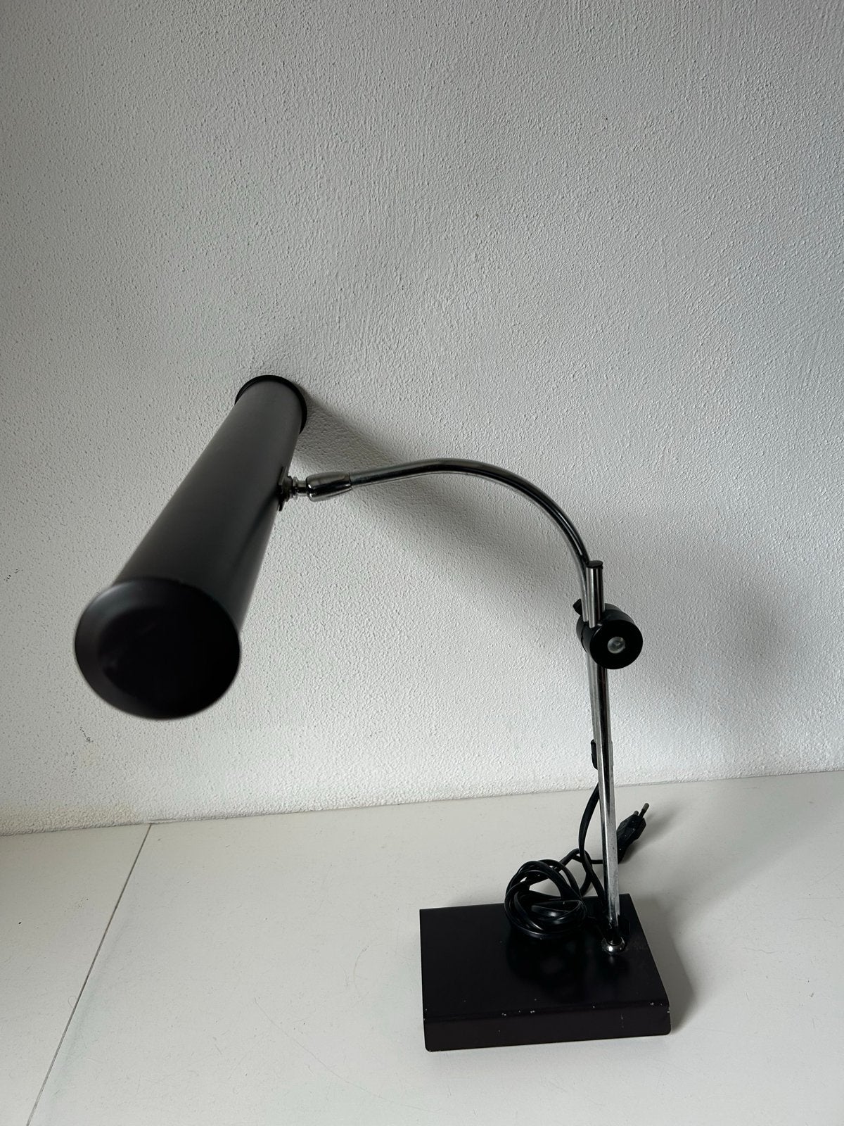 Vintage Anvia Piano Tafellamp - Zwart Metaal, Gebruikt, Overige merken, Vintage, Ophalen of Verzenden