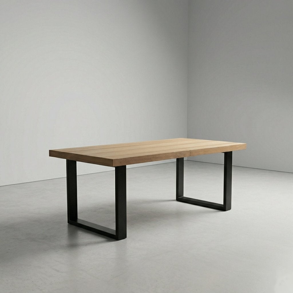 Eiken eettafel 180x90 met stalen U-poot | nieuw, Huis en Inrichting, Tafels | Eettafels, Nieuw, Vijf personen of meer, 150 tot 200 cm