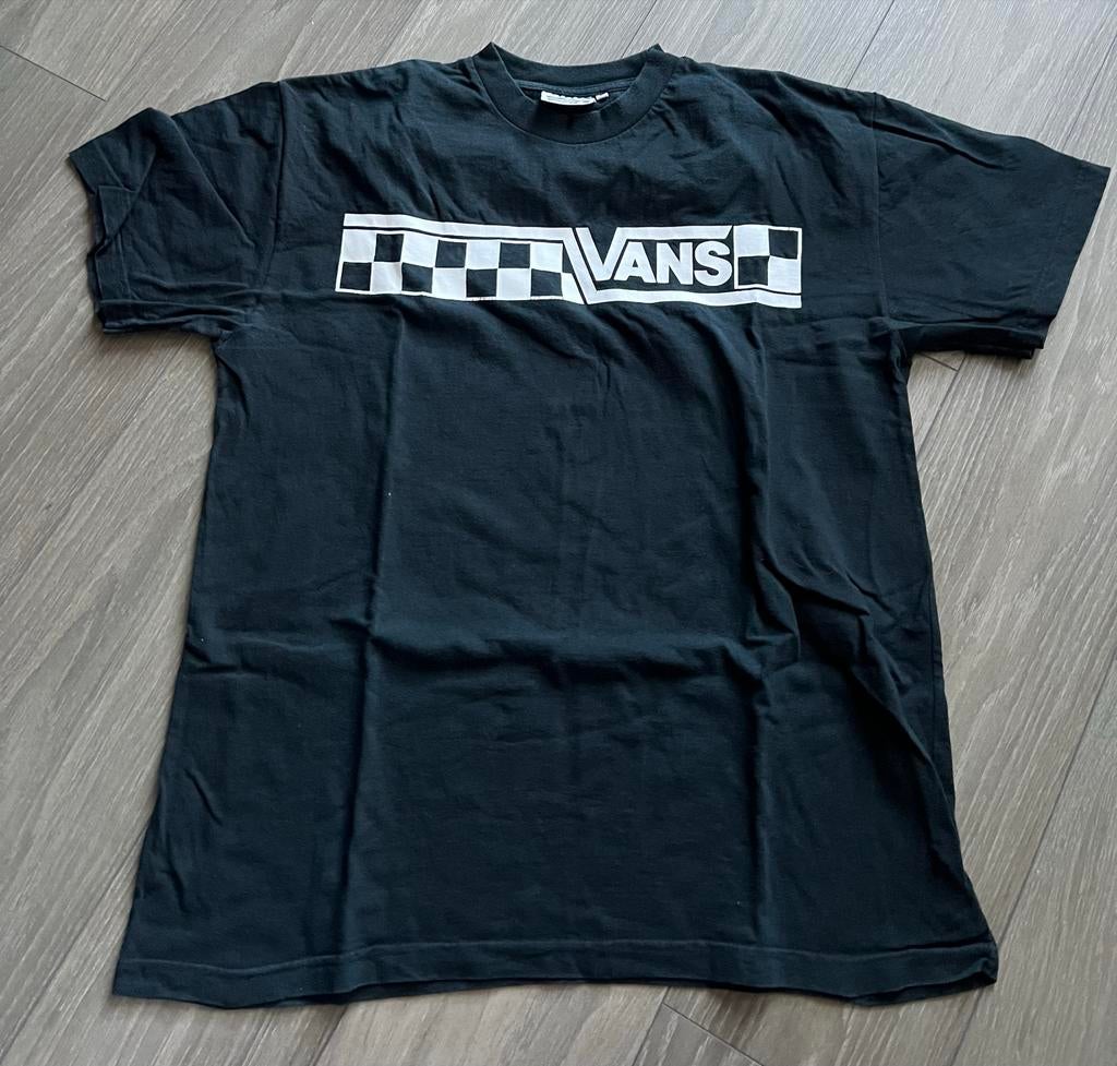 Vans T-shirt Zwart Maat L met Checkerboard Logo, Ophalen of Verzenden, Gedragen, Maat 52/54 (L), Zwart