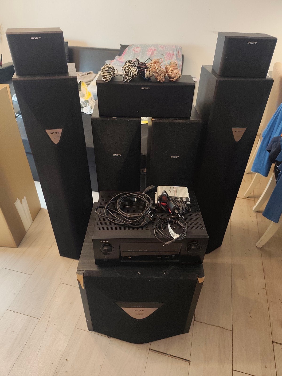 Sony 7.1 Home Cinema Set met Denon ARV-X2000 Receiver, Ophalen, Gebruikt, 7.1-systeem, Sony