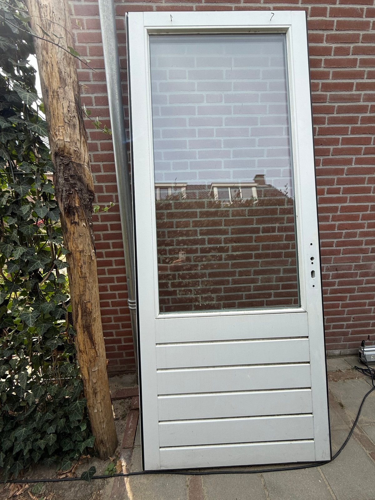 Achterdeur hout wit 240 x 98 cm, Doe-het-zelf en Verbouw, Deuren en Horren, Ophalen, Gebruikt, 80 tot 100 cm, 215 cm of meer