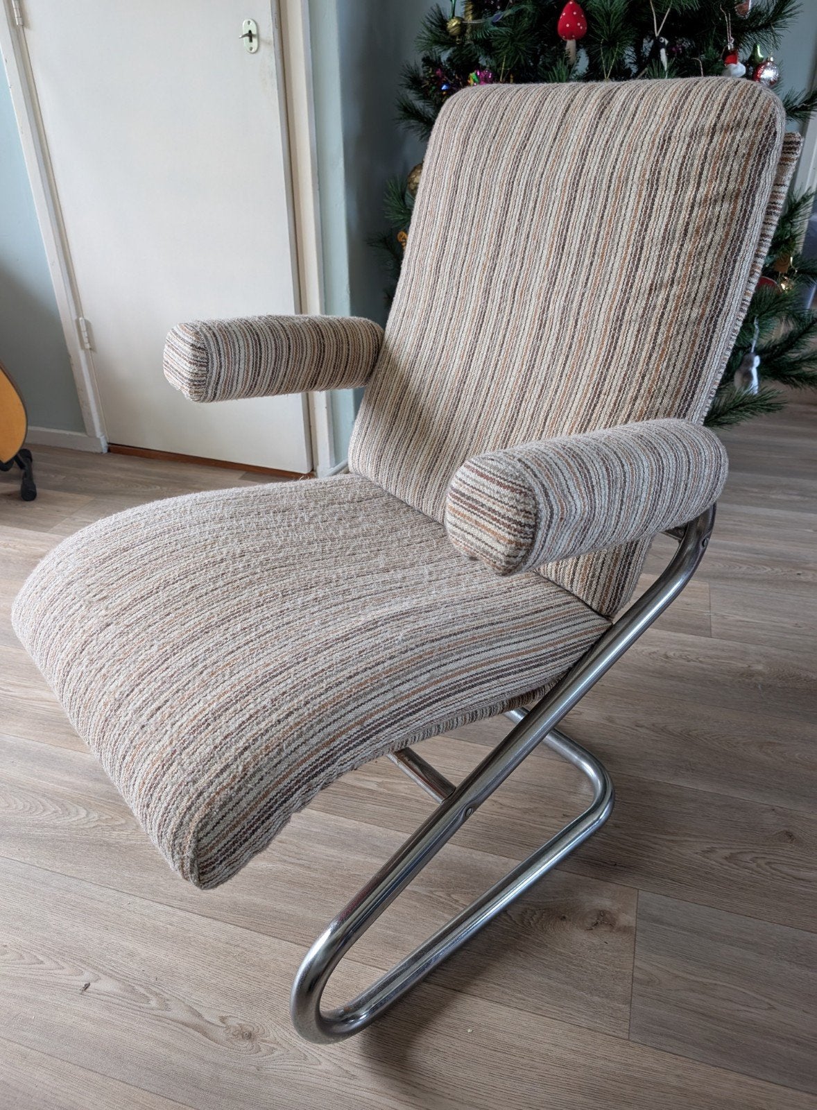 Vintage retro buisframe fauteuil, Huis en Inrichting, Fauteuils, Ophalen, Gebruikt, Minder dan 75 cm, 50 tot 75 cm