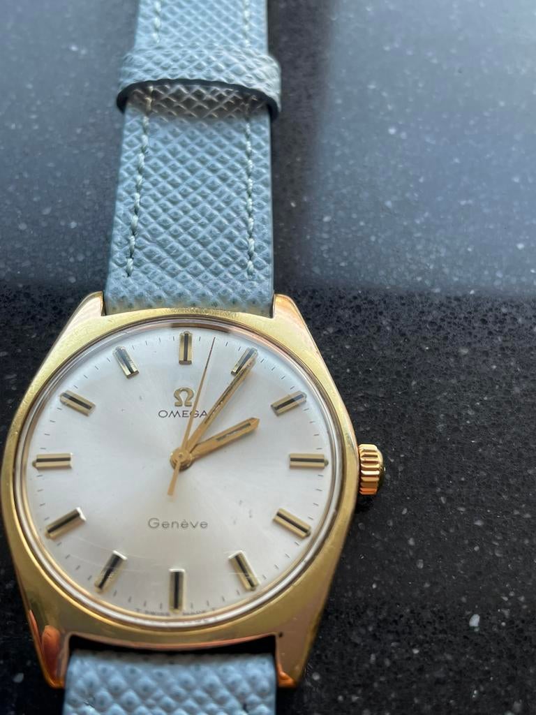 Omega Genève, Sieraden, Tassen en Uiterlijk, Horloges | Heren, Zo goed als nieuw, Omega, Leer, Ophalen of Verzenden