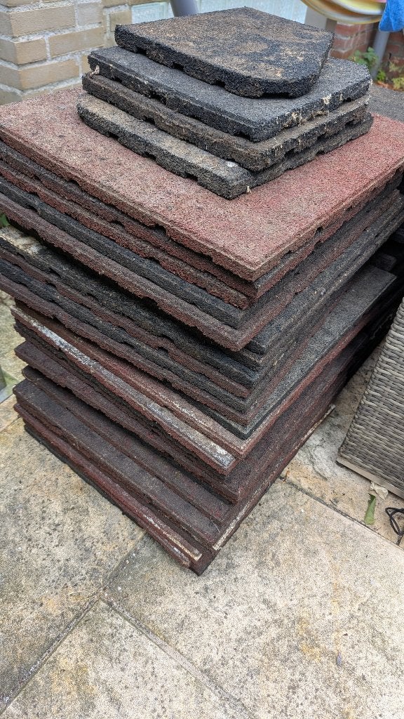 25 gebruikte drainage matten  zwarte 48 x 32cm), Tuin en Terras, Tegels en Klinkers, Ophalen, Gebruikt, Overige typen, Rubber