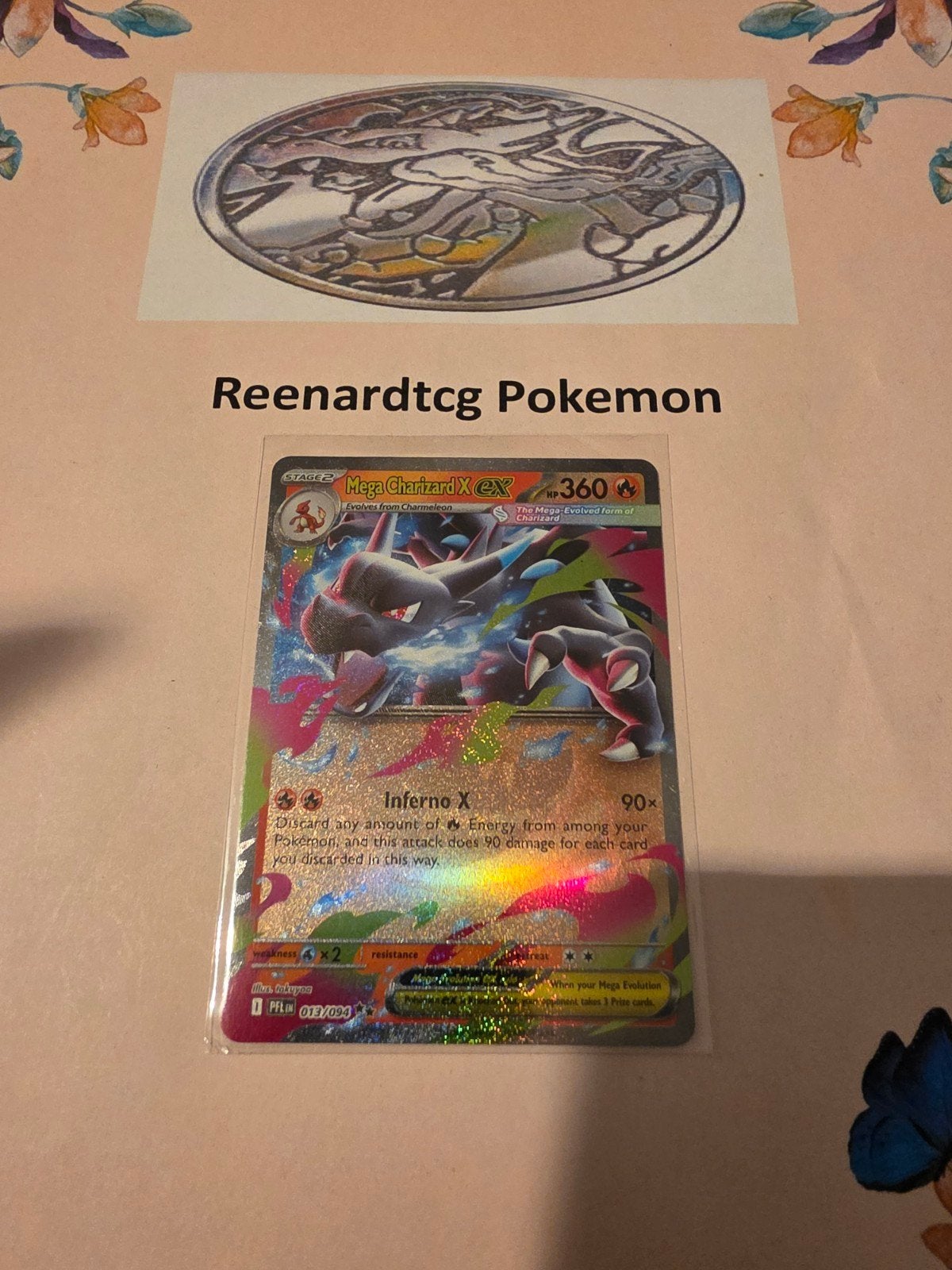 Mega Charizard X ex 013 phantasmal flames, Ophalen of Verzenden, Nieuw, Losse kaart