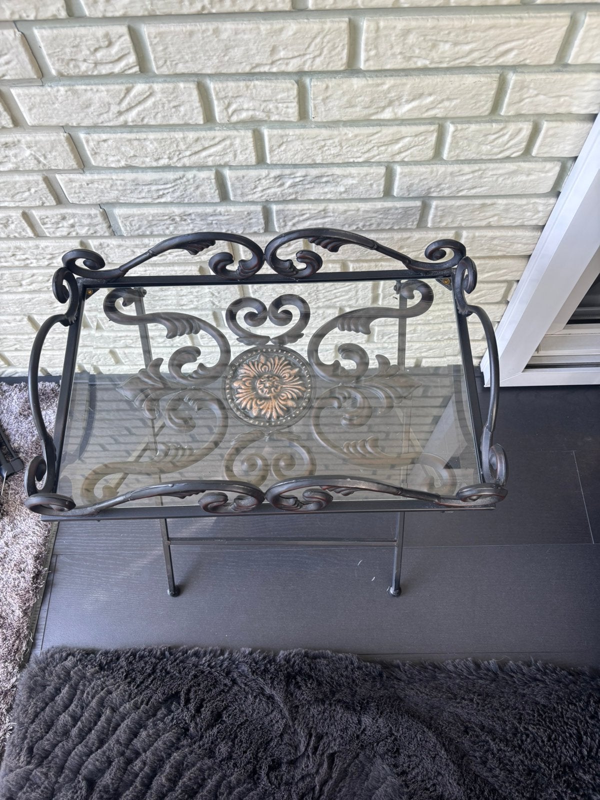 Bij zet tafel met glasplaat, Huis en Inrichting, Ophalen, Zo goed als nieuw