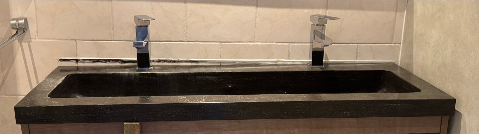 Natuursteen wasbak Maxaro 120x46 cm, Ophalen, Gebruikt, 100 tot 150 cm, Minder dan 100 cm