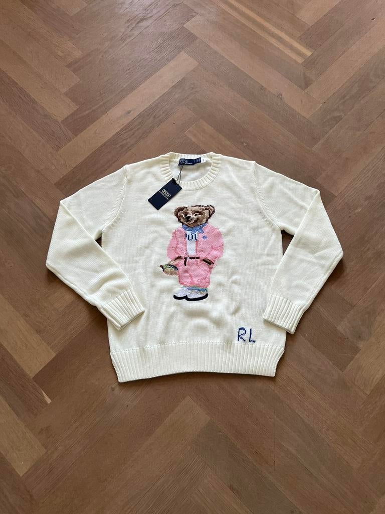 Ralph lauren knitted polo bear sweater, Verzenden, Nieuw, Maat 36 (S), Wit