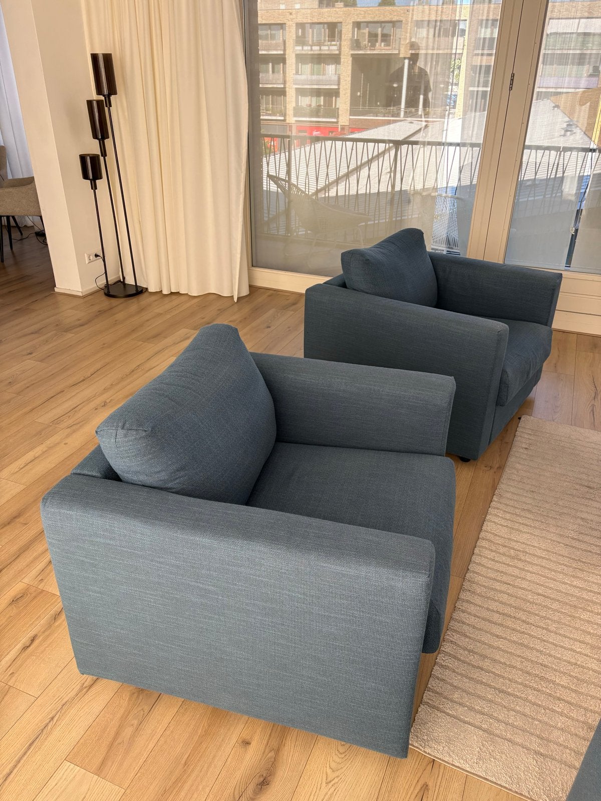2 Ikea Vimle donkerblauwe fauteuils, Huis en Inrichting, Ophalen, Eenpersoons, 75 tot 100 cm, Zo goed als nieuw