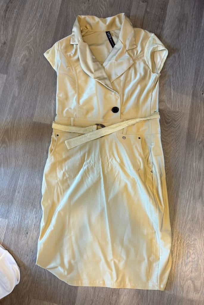 Beige gouden jurk van Zip73, Beige, Ophalen of Verzenden, Zo goed als nieuw, Maat 36 (S)