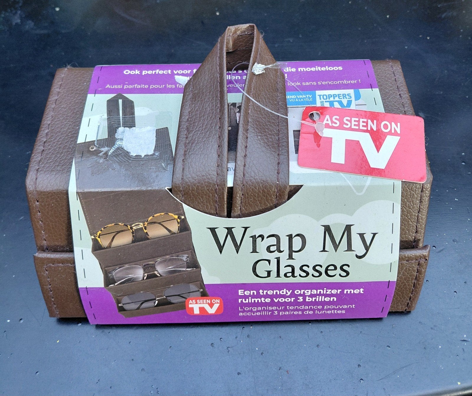 Wrap My Glasses - Trendy organizer voor 3 brillen, Overige merken, Bruin, Nieuw, Ophalen of Verzenden