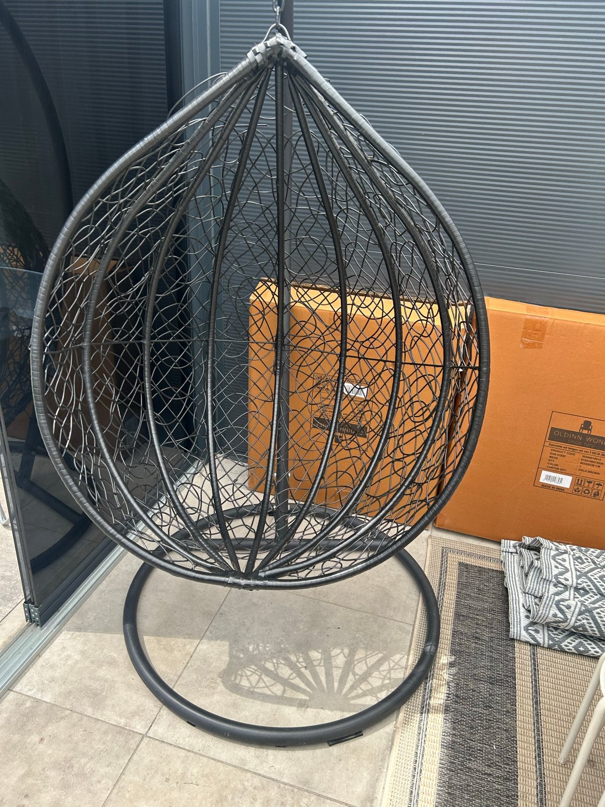 Zwarte Egg hangstoel - Zo goed als nieuw, Ophalen, Zwart, Zo goed als nieuw, Metaal