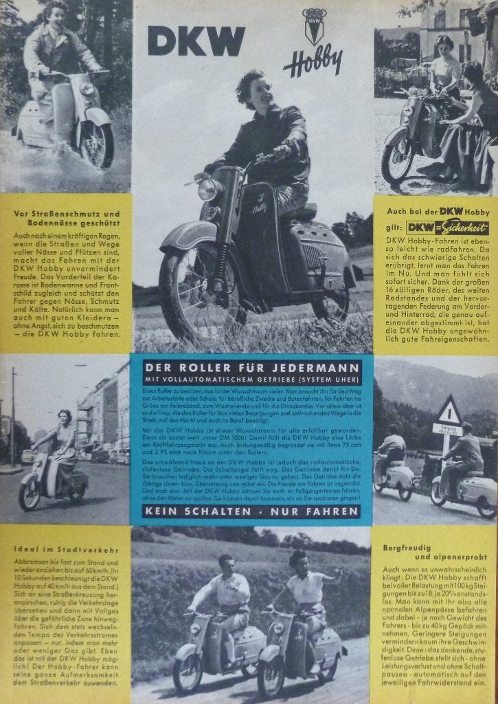 Folder DKW Hobby Scooter 1954, Motoren, Ophalen of Verzenden, Overige merken