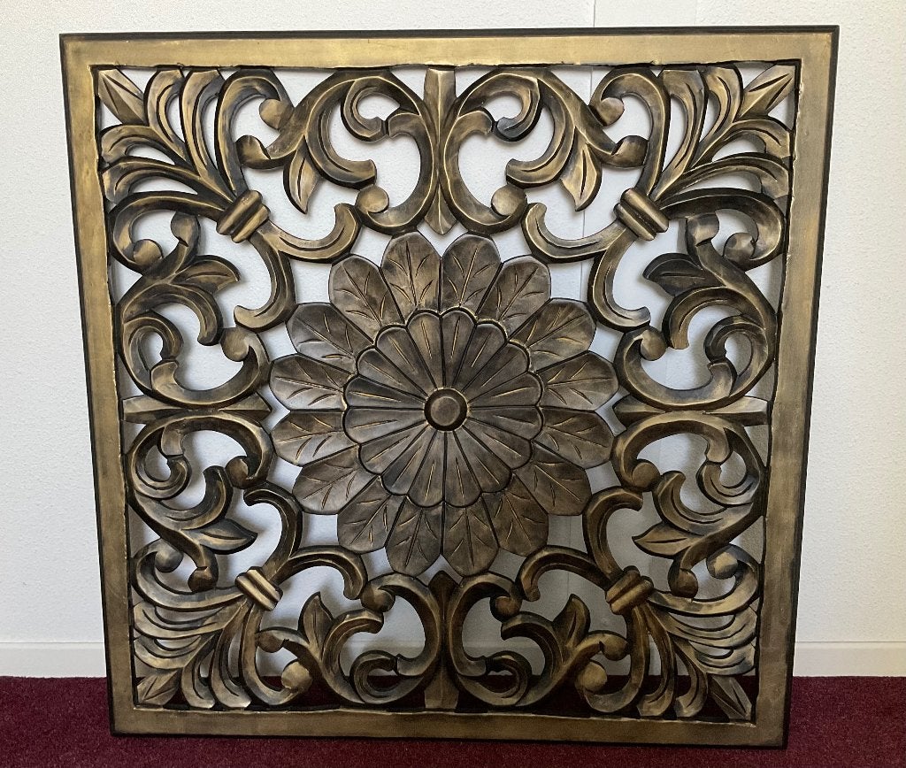 Wandpaneel groot 90x90 cm hotel chique zwart goud handwerk, Ophalen, 90 cm, Zo goed als nieuw, Wandbord of Wandpaneel