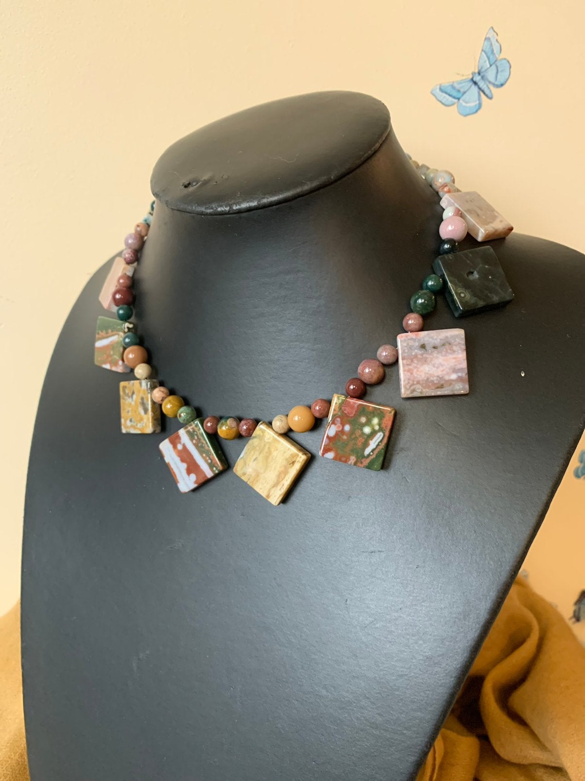 Jaspis oceaan beschermt geluk vertrouwen daadkracht moed, Ophalen of Verzenden, Nieuw, Steen of Mineraal, Verstelbaar