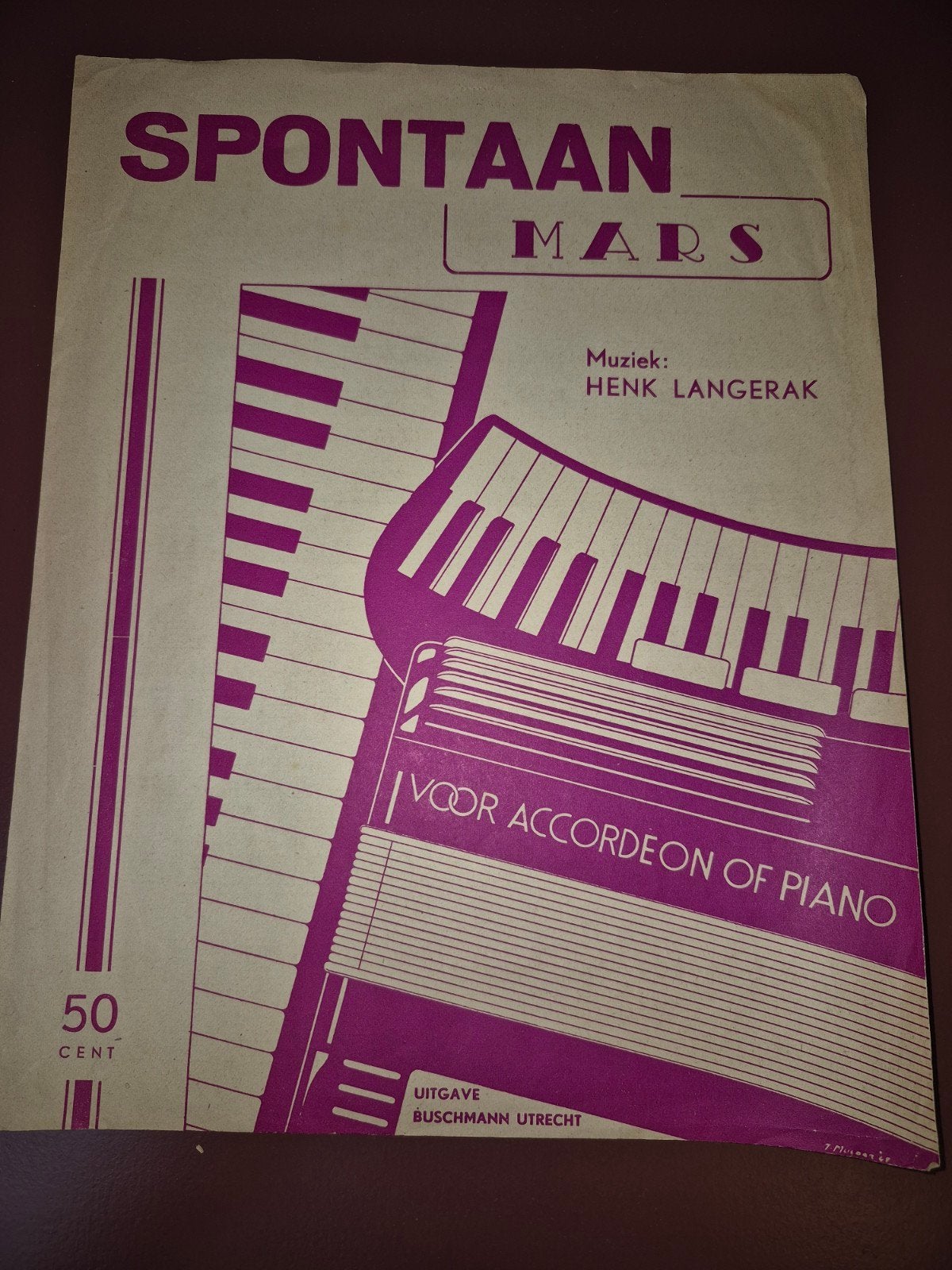 Spontaan Mars - Henk Langerak - Accordeon of Piano, Gebruikt, Ophalen of Verzenden, Artiest of Componist, Accordeon