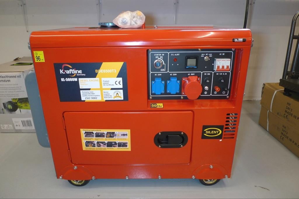 Kraftline KL-5000W Diesel Generator - Stil en Krachtig, Ophalen, Dieselolie, Geluidgedempt, Nieuw