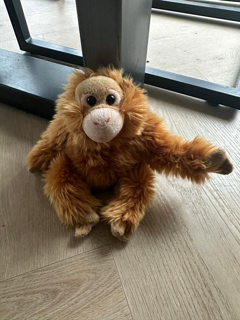 Schattige Oranje Orang-oetan Knuffel, Oranje, Ophalen of Verzenden, Zo goed als nieuw, Middelgroot (20 tot 80 cm)