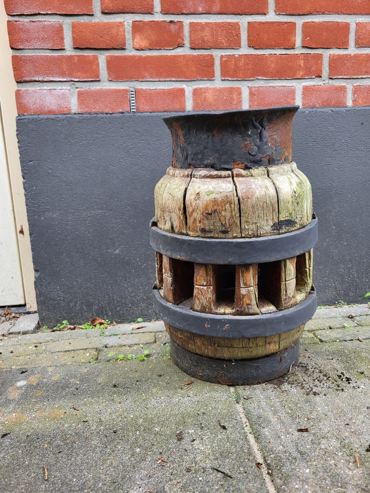 Antieke houten kar naaf  / wagenwiel, Ophalen, Gebruikt, Rond, Hout