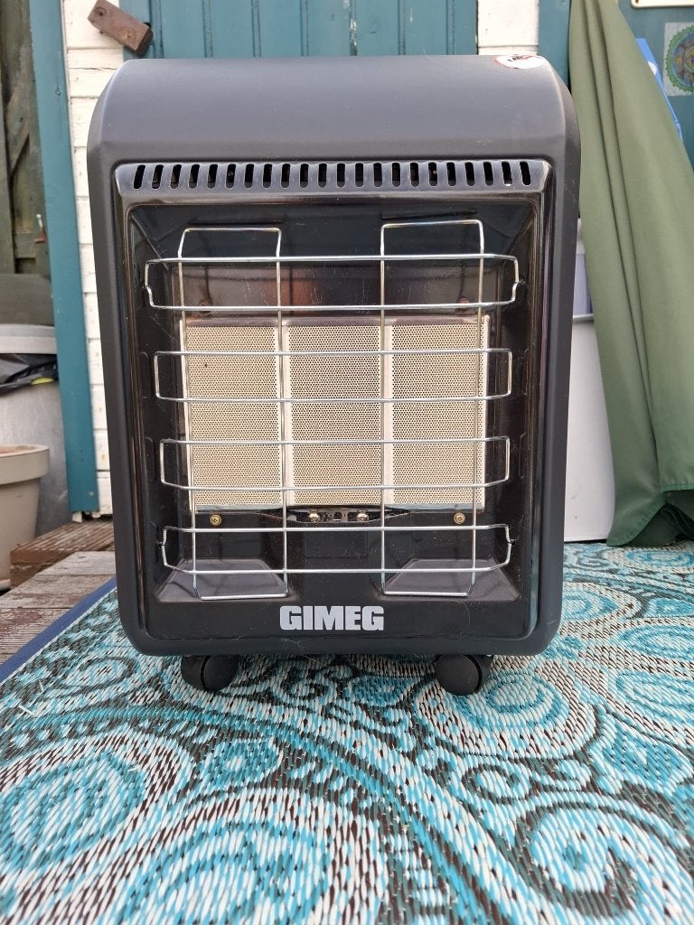 Gimeg gaskachel met gasfles en aansluiting camping tuinhuis, Caravans en Kamperen, Ophalen, Gebruikt