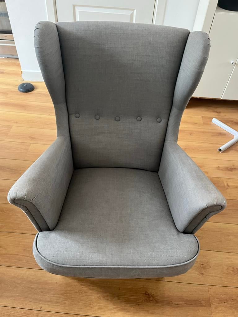 Ikea Strandmon Fauteuil - Grijs, Huis en Inrichting, Fauteuils, Ophalen, Gebruikt, Stof, 75 tot 100 cm