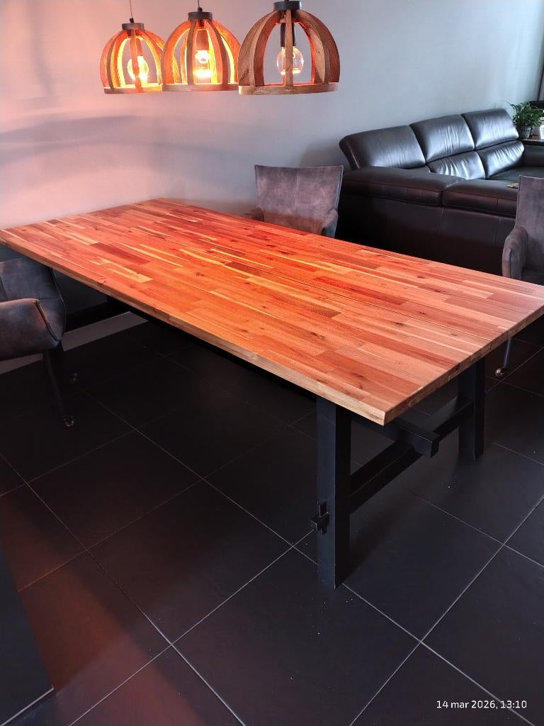 Eettafel acacia hout, Huis en Inrichting, Tafels | Eettafels, Ophalen, 200 cm of meer, 50 tot 100 cm, Zo goed als nieuw