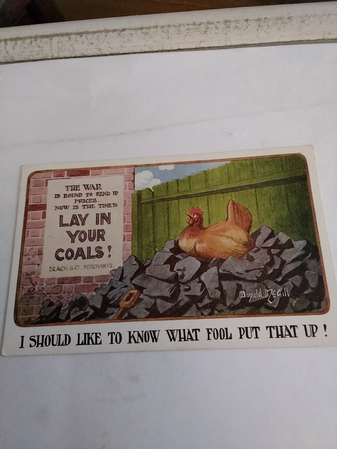 Vintage Ansichtkaart Donald McGill - 'Lay in your Coals!', Ophalen of Verzenden, Voor 1920, Gelopen, Engeland