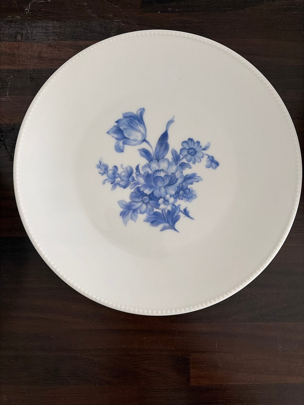 Wit servies met blauw bloemmotief - 10-delig, Ophalen, Overige merken, Klassiek, Zo goed als nieuw