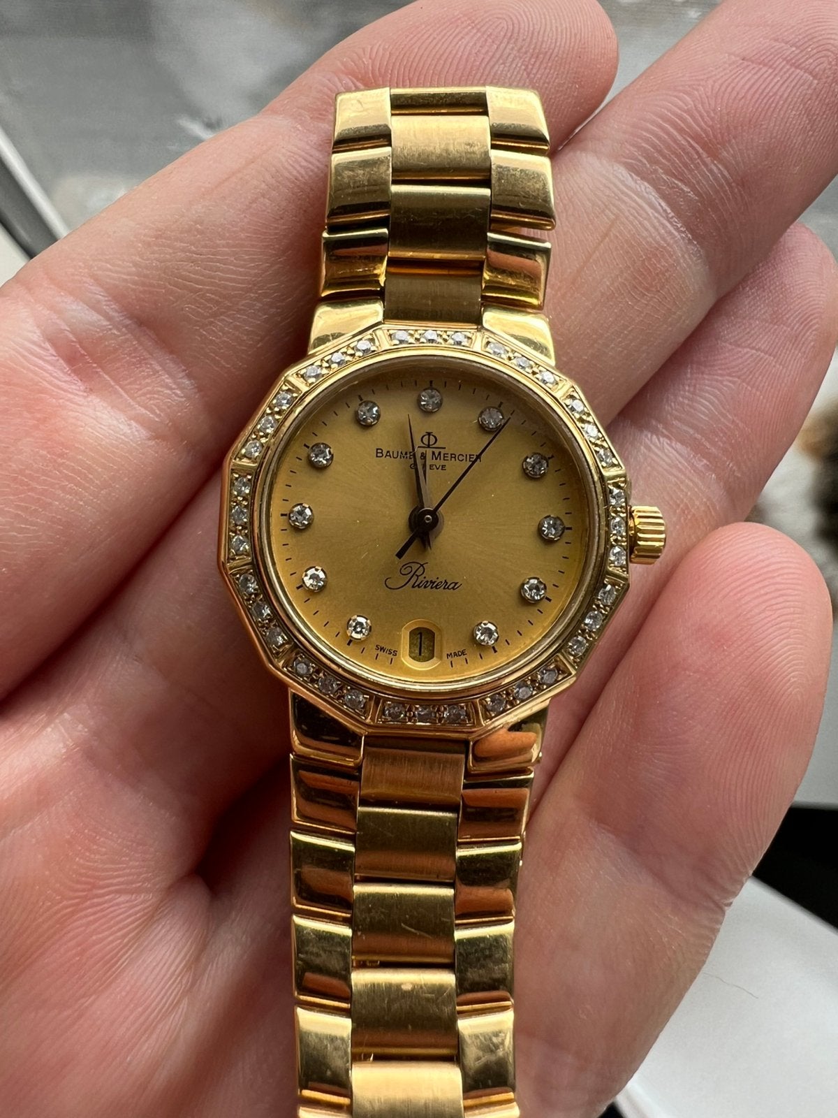 Vintage Baume Mercier horloge, Ophalen, Zo goed als nieuw, Goud, Overige merken