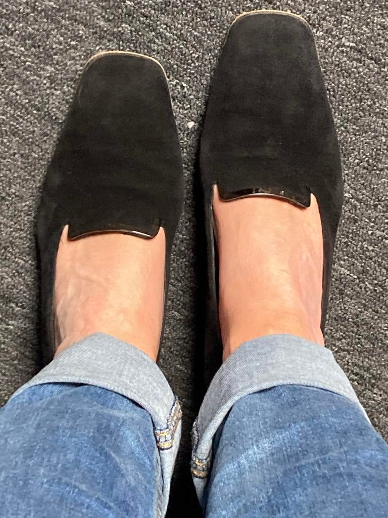 Zwarte suède (echt lederen) schoenen maat 41- Made in Italy, Ophalen of Verzenden, Gedragen, Zwart, Schoenen met lage hakken