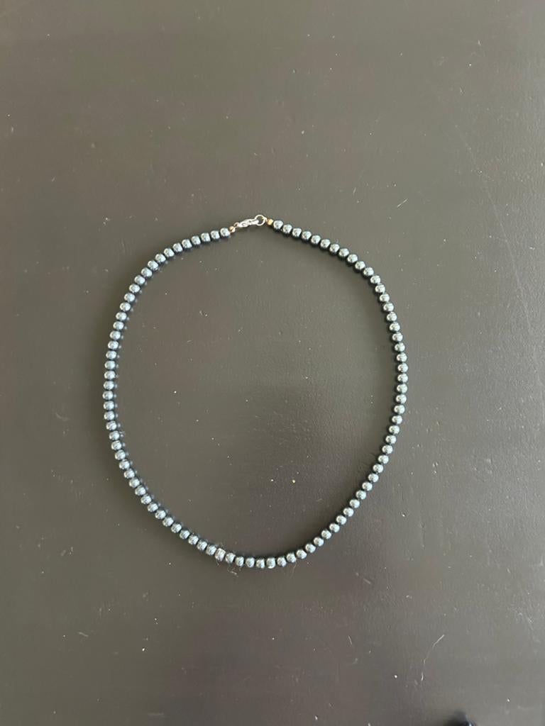 Ketting Hematiet, Sieraden, Tassen en Uiterlijk, Kettingen, Ophalen of Verzenden, Zo goed als nieuw, Grijs, Steen of Mineraal